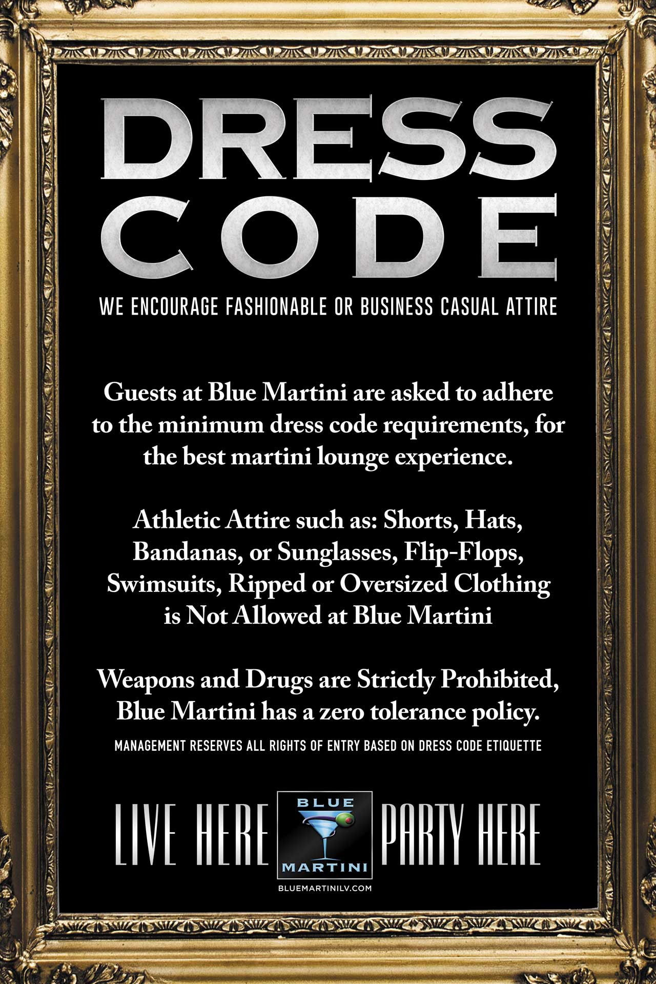 blue martini dress code